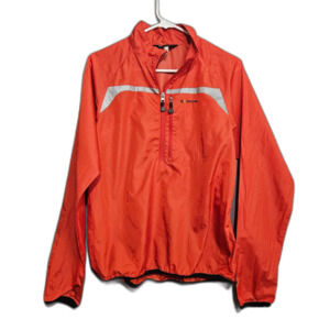Moonstone Cycling Windbreaker Men's Medium High Vis Orange Lightweight 1/4 Zip